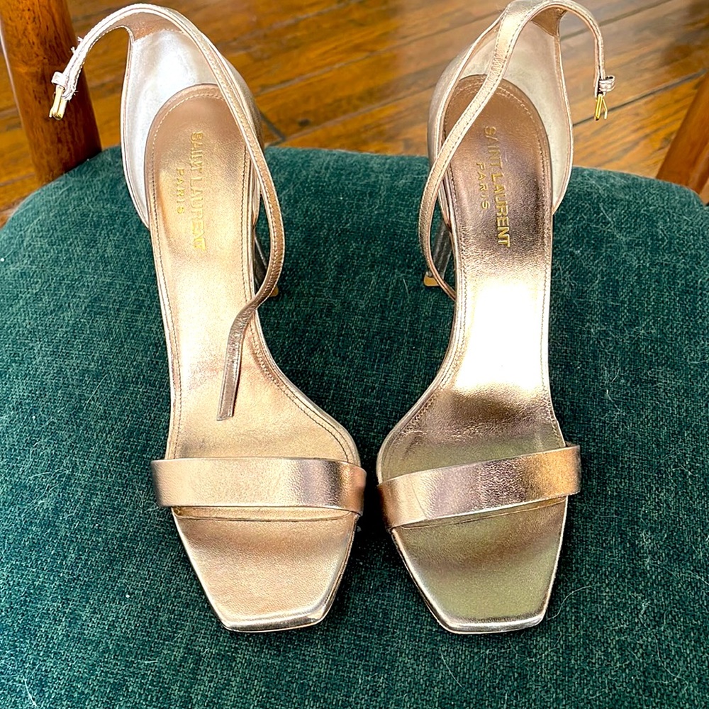 Saint Laurent Rose Gold Sandals